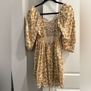 Yellow and white boho dress